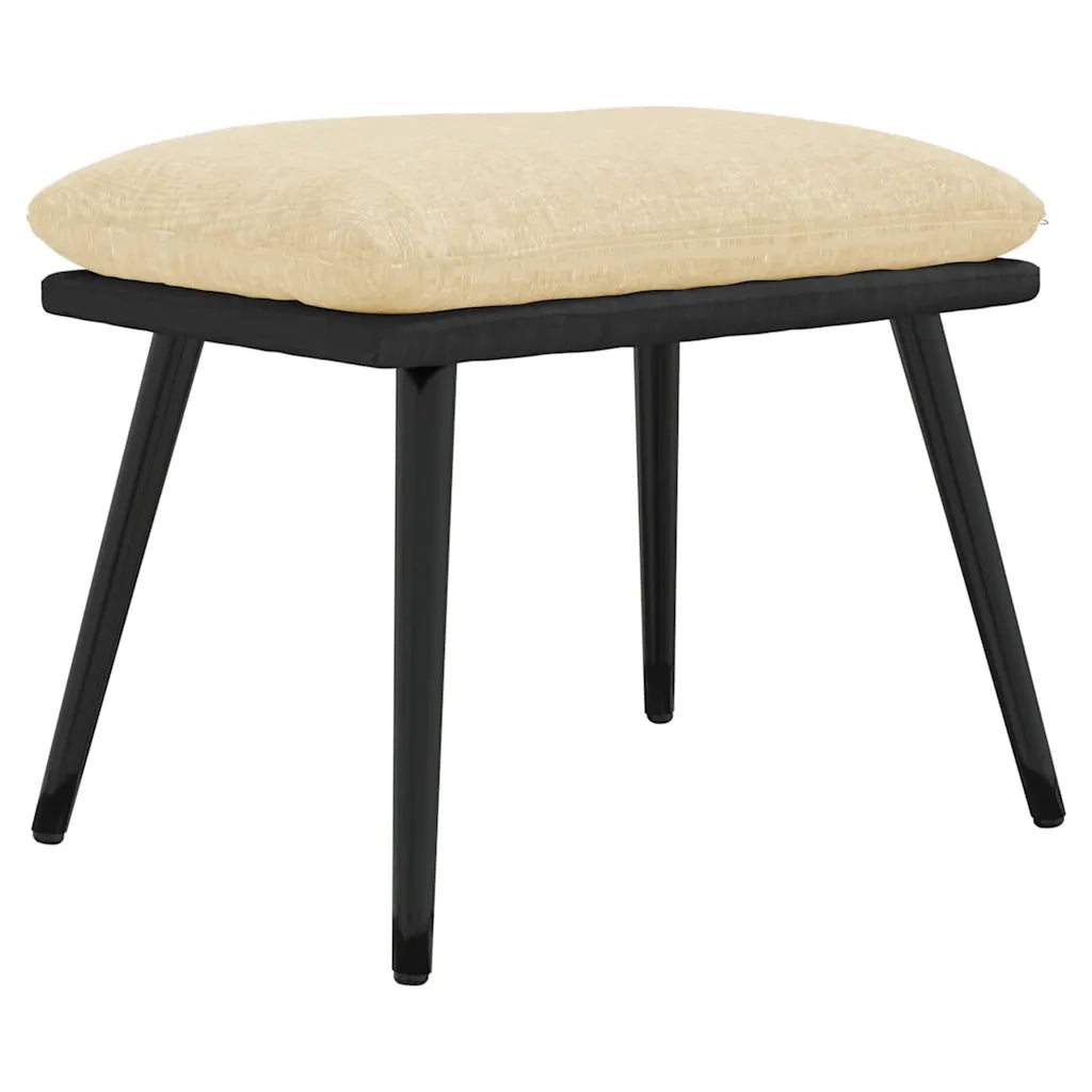 Divano Sedia-Poltrona Relax con Sgabello Crema in Tessuto e Similpelle