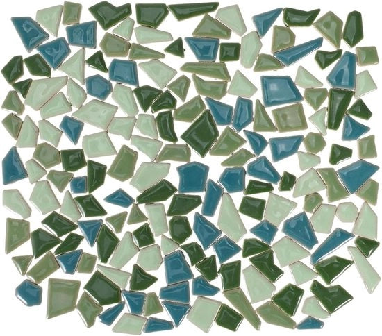 Set di Mosaico Premio per Bambini e Adulti - Materiale per Hobby - Decorazione Interna - Peso 200 g - Colore Verde - Forme Irregolari