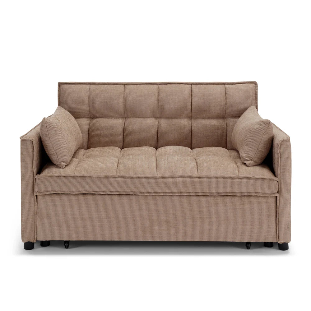 Divano letto modello PALERMO con 2 cuscini, massima imbottitura, design adatto per ambienti classici e moderni, colore Tortora