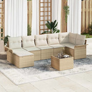 Set Divano da Giardino con cuscino 8 pcs Beige Poly Rattan 3354130
