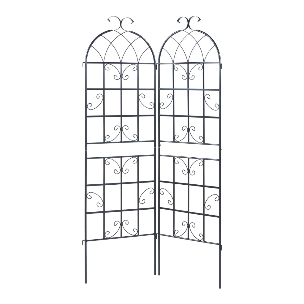 Set di 2 tralicci da giardino acciaio 180 x 102 cm nero 03_0011130
