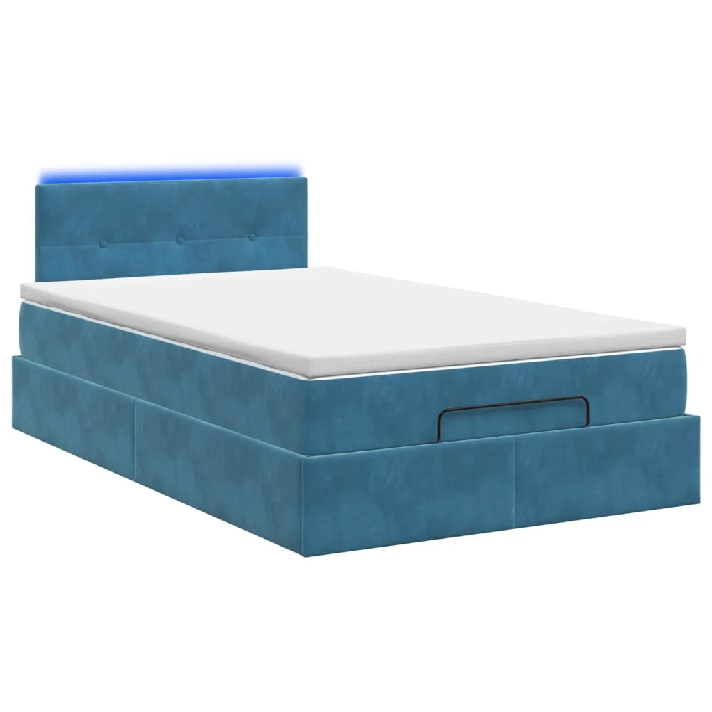 Letto Ottomano con Materasso e LED Blu scuro 120 x 200 cm 3457135