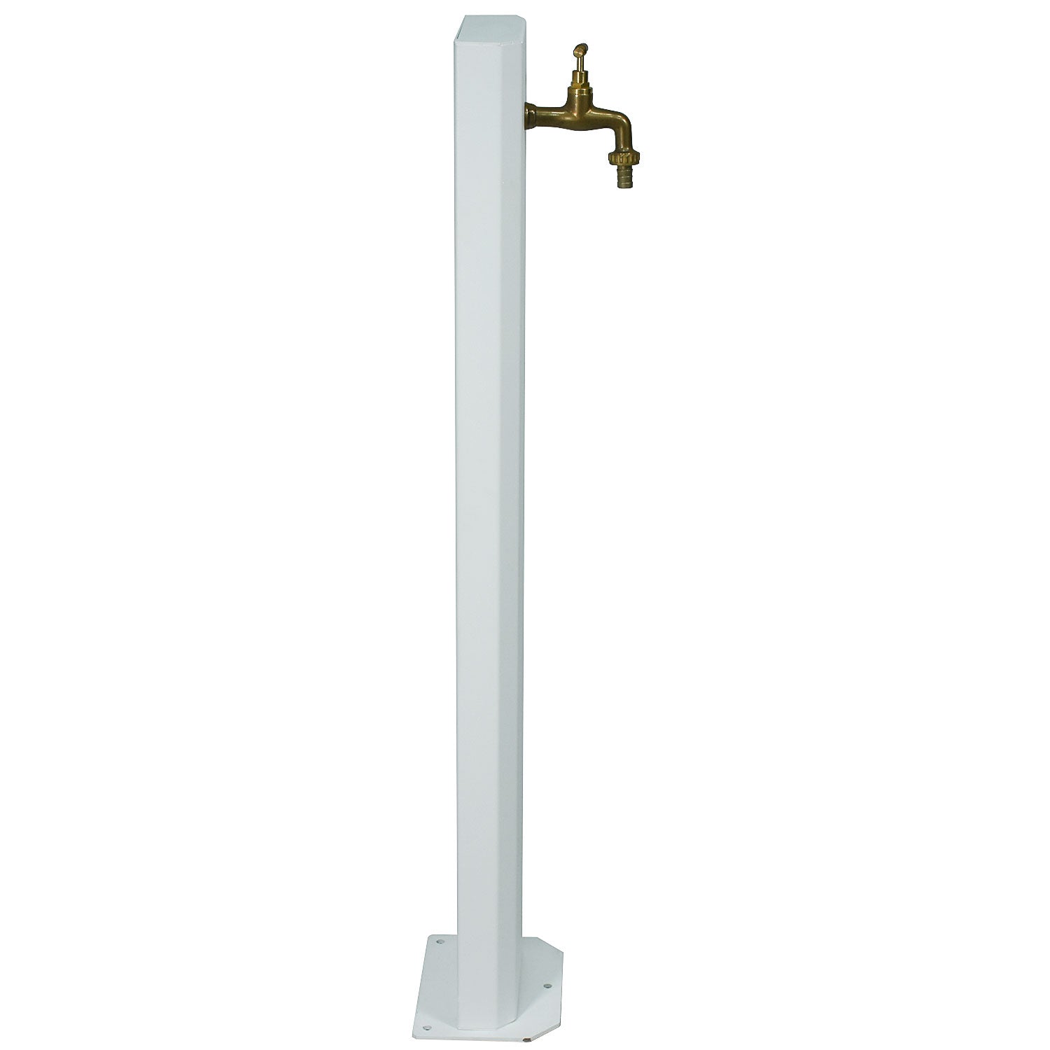 Fontanella da Giardino con Rubinetto in Ottone 20x10x100 cm in Acciaio Bianco