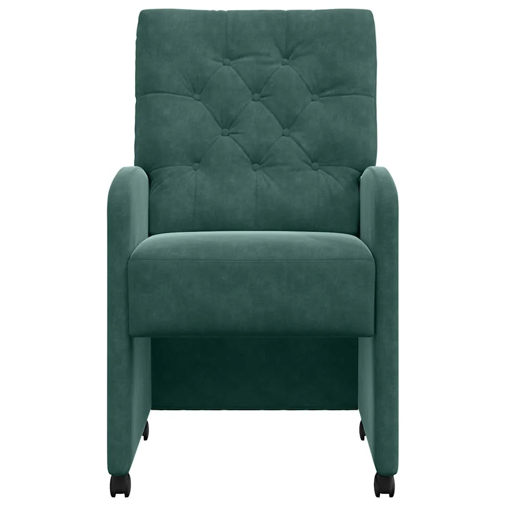 Sedie da Pranzo con Ruote 2 pcs Verde scuro 58 x 67 x 97 cm