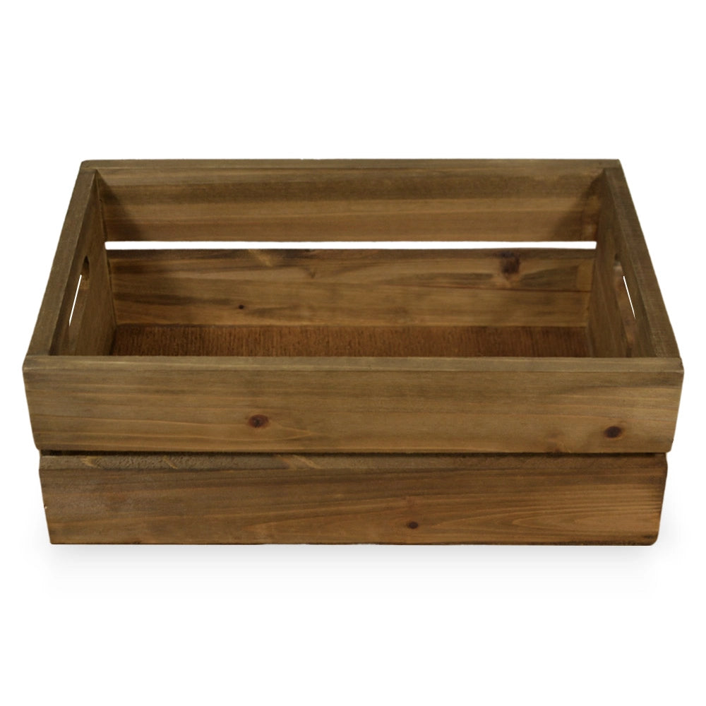 Cassettina Contenitore Portaoggetti in Legno Marrone con manici cm 40 x 28 x h15