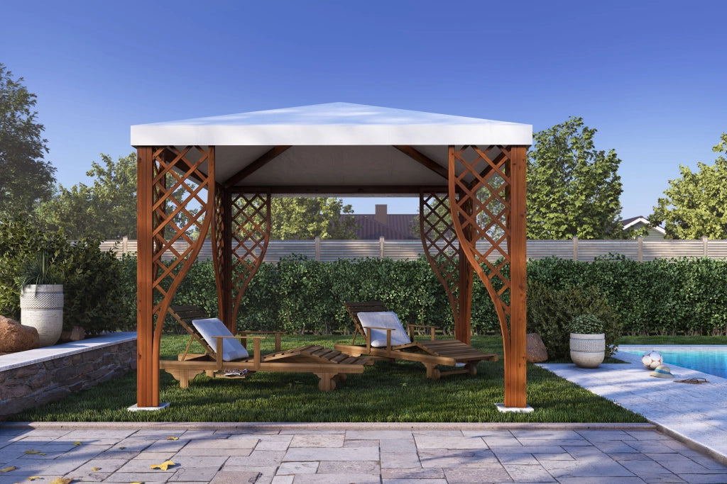 Gazebo Calice Pocket 300X300 Cm Color Noce Con Copertura Pvc