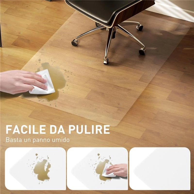 TAPPETINO SALVAPAVIMENTO 100X150 CM IN PLASTICA TRASPARENTE PER SEDIA DA UFFICIO