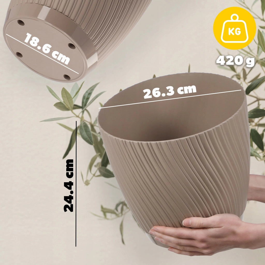 Vaso da fiori KADAX con supporto, coperchio, ciotola rotonda, 27 cm, marrone