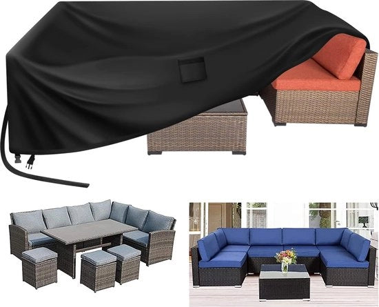 Cassetti per giardino 270 x 180 x 89 cm impermeabili e resistenti al vento - Nero - Adatti per arredamenti esterni - Tessuto 420D Oxford