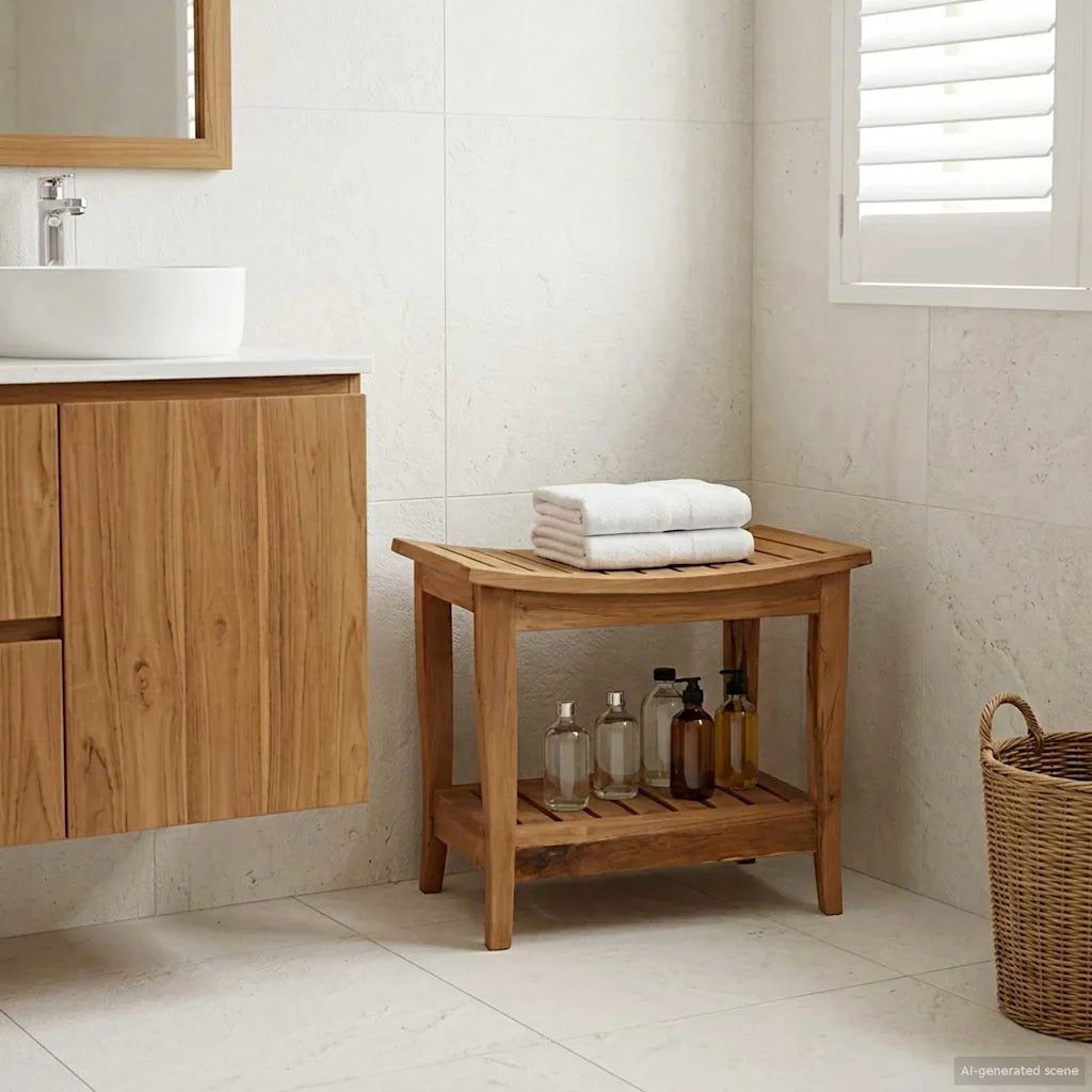 Tavolo Laterale da Bagno Naturale 50 x 35 x 45 cm 42024273