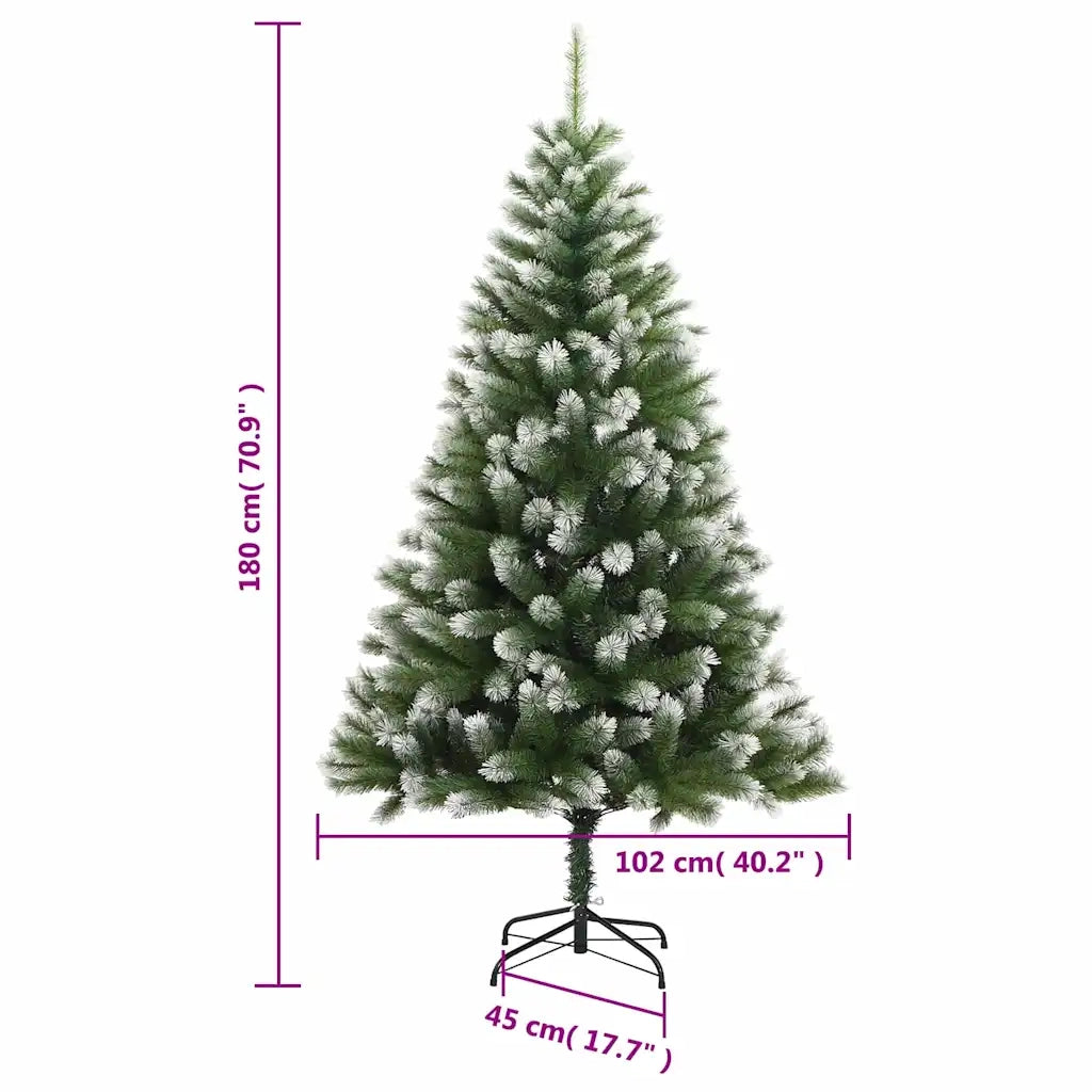 Albero Natale | Decorazioni natalizie Artificiale Incernierato con Neve Fioccata 180 cm