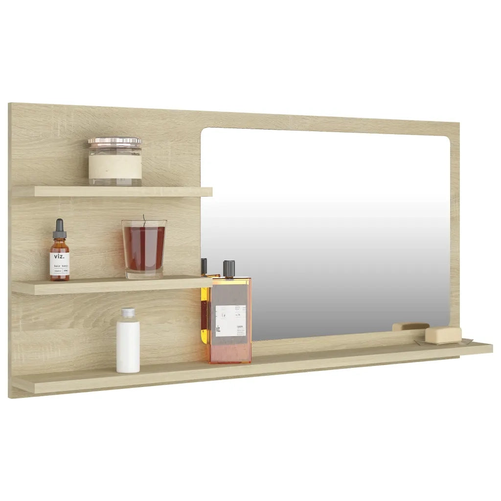 Specchio da Bagno Rovere Sonoma 90x10,5x45 cm Legno Multistrato 805018