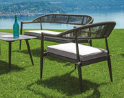 Salotto da esterno divano poltrone e tavolino in alluminio antracite, twist wicker Milano