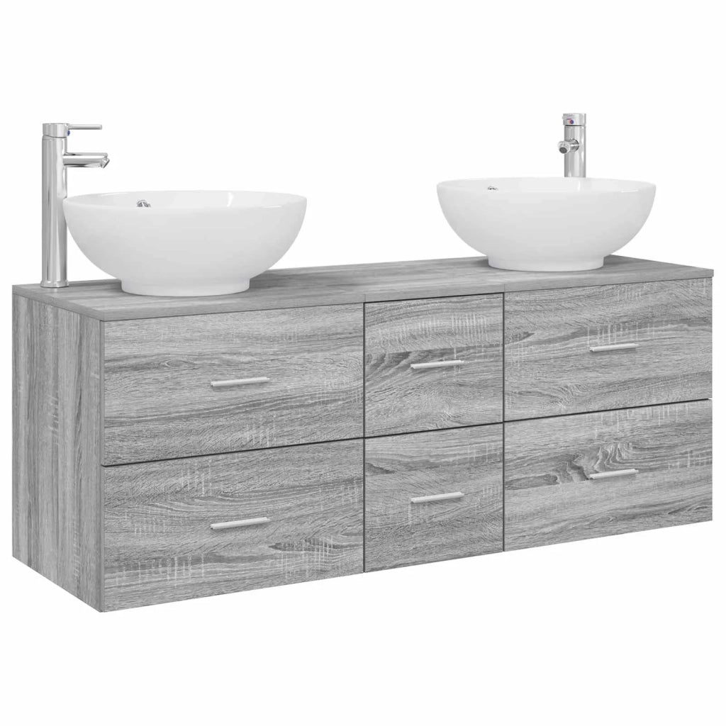 Set di mobili per il bagno 3 pz Sonoma grigio 3405912