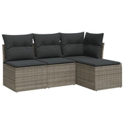 Set Divani da Giardino 4 pz | Set Salotto da Giardino con Cuscini in Polyrattan Grigio
