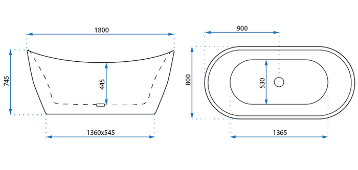 Vasca Bagno Da Terra Rea Ferrano 180