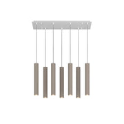 Lampadario Industrial-Minimal Xeana Metallo Bianco Marrone 7 Luci Gu10