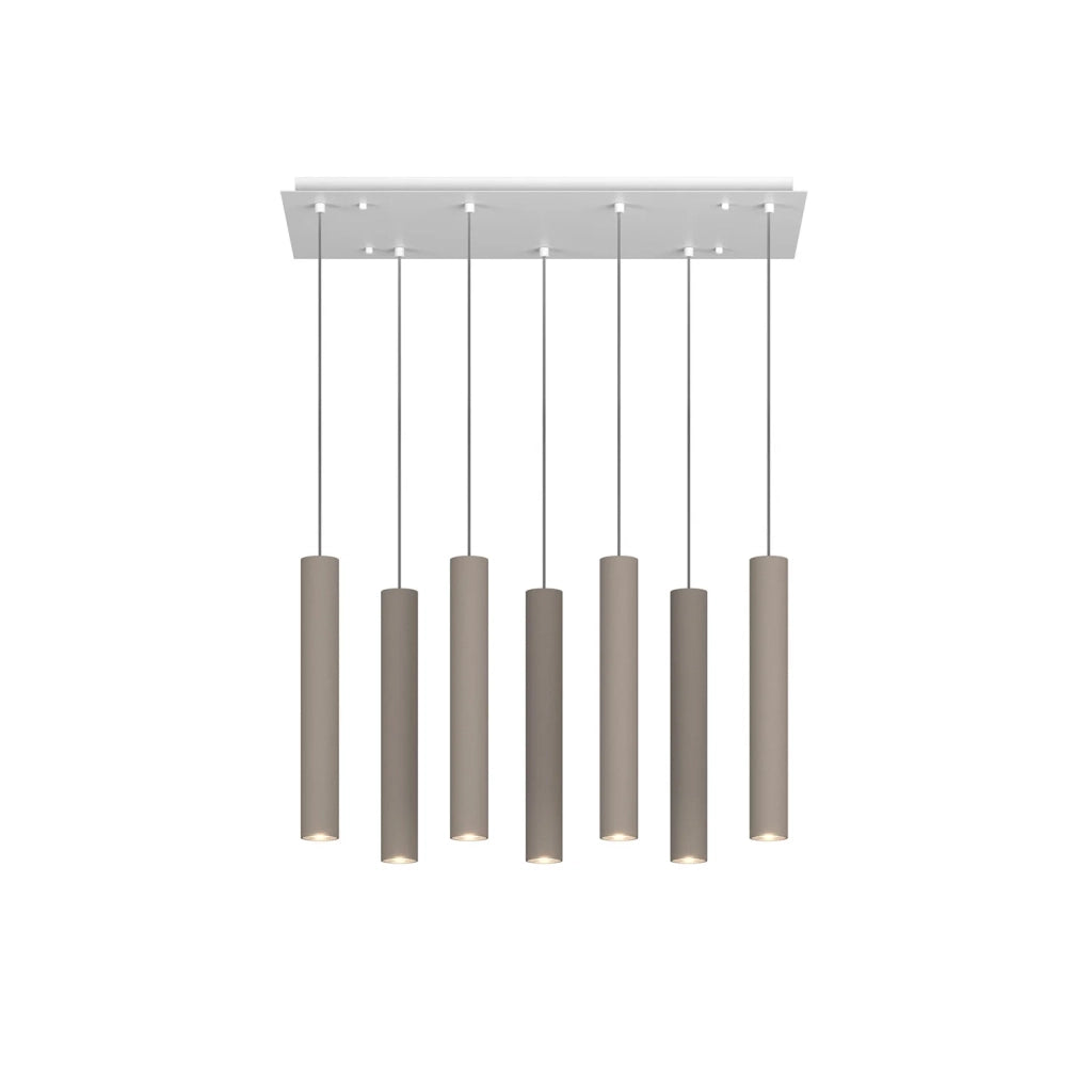 Lampadario Industrial-Minimal Xeana Metallo Bianco Marrone 7 Luci Gu10