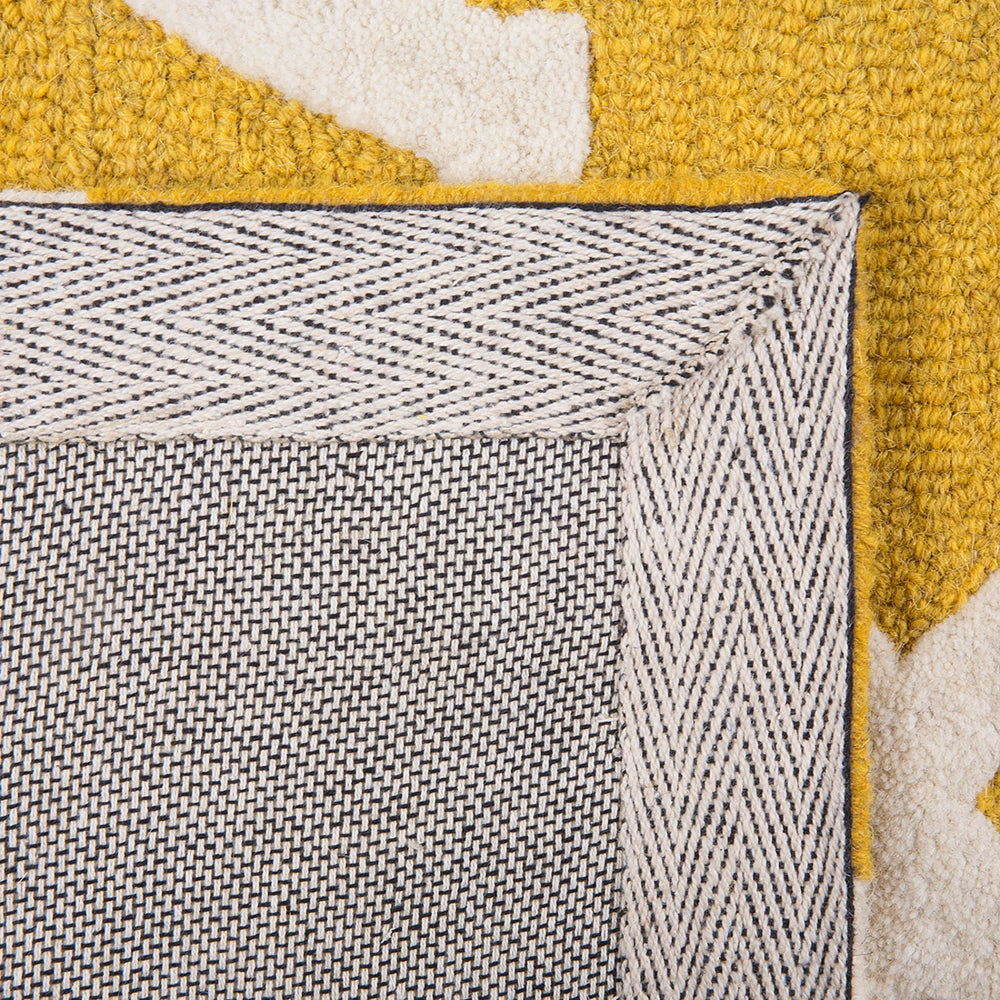 Tappeto tappetino Giallo Lana 140 x 200 cm Traliccio Quadrifoglio Trapuntato a Mano Orientale Trifoglio Marocchino