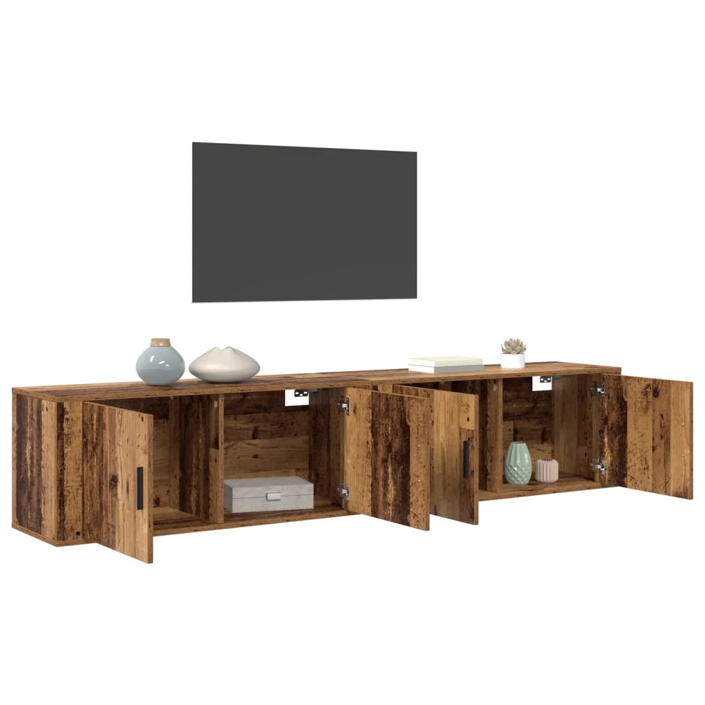Set Mobile TV da Parete 2 pz | Armadietto TV | Mobile Porta TV Legno vecchio 100 x 34,5 x 40 cm