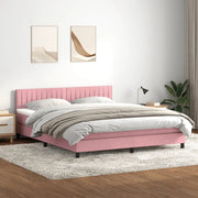Letto a Molle con Materasso e LED Rosa 180x210 cm in Velluto 3317090