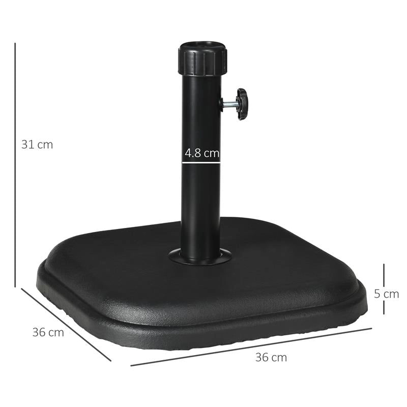 BASE PER OMBRELLONE DA GIARDINO IN PLASTICA E CEMENTO DA 11KG, 36X36X31CM, NERO