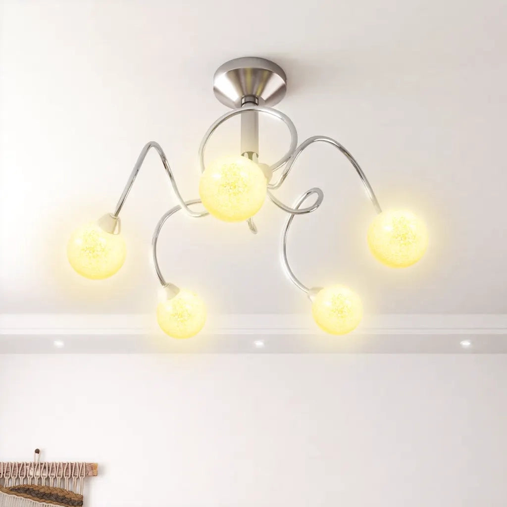 Lampada Soffitto con Paralumi Tondi in Vetro per 5 Luci LED G9 CFW5102913