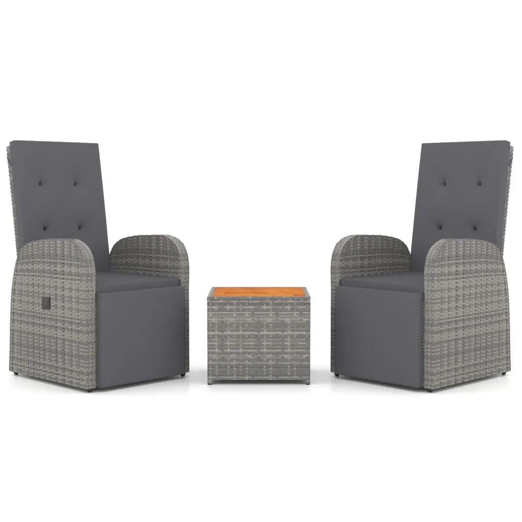Set Mobili Giardino 3pz Grigio Polyrattan Legno Massello Acacia 3157656