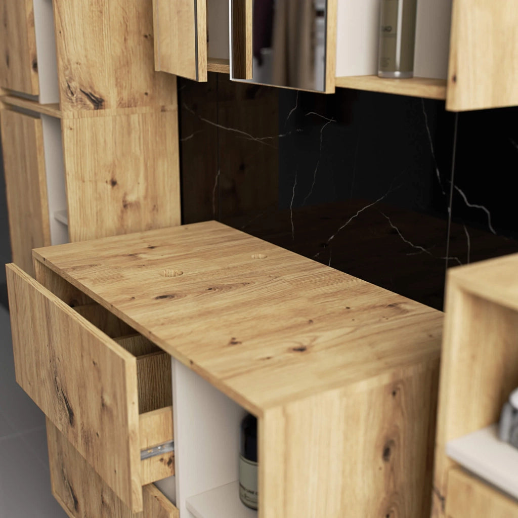 Mobile bagno senza lavabo VAMI sospeso Rovere Artisan, Cashmere 90 cm 2 cassetti 90x45,5x60 cm