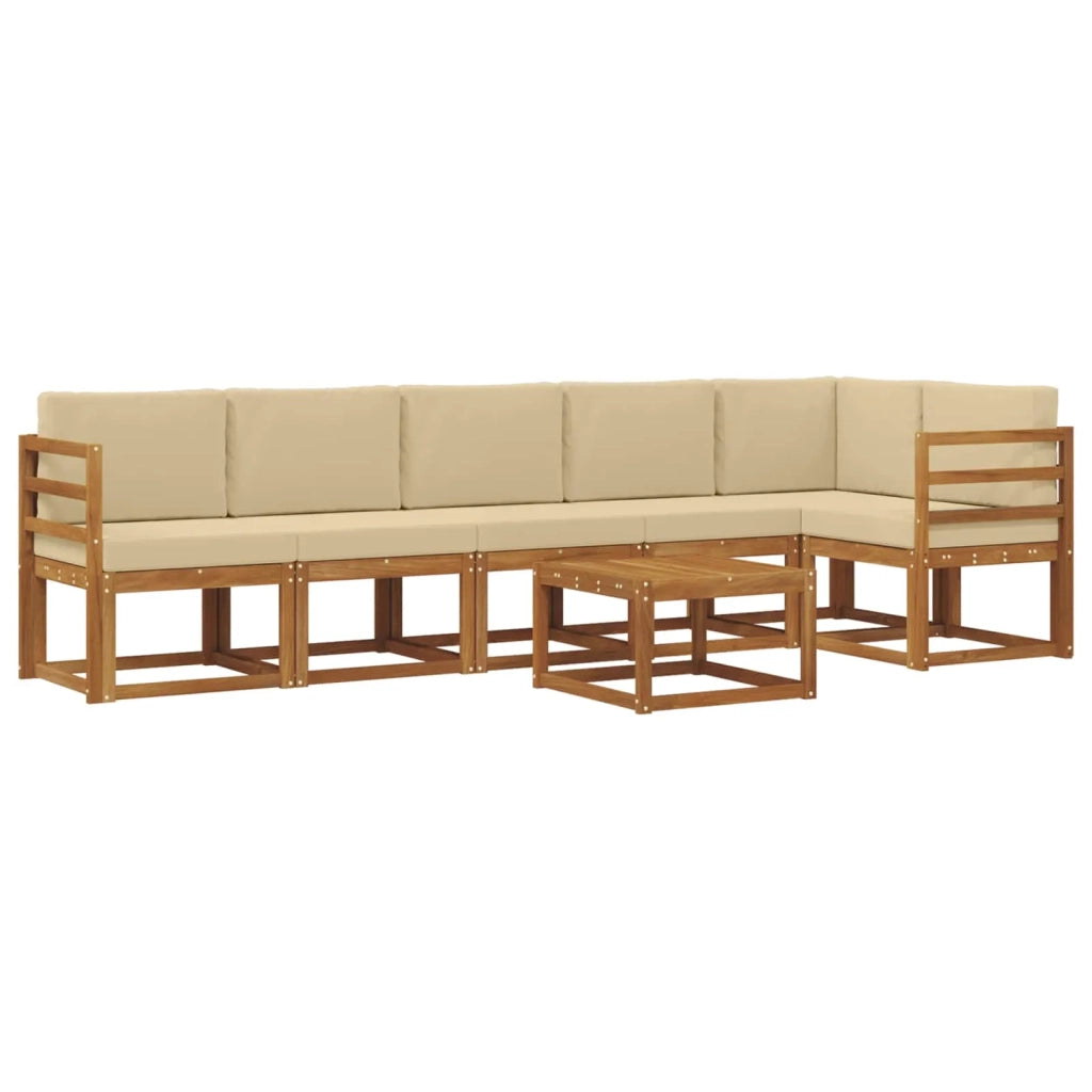 Set di divani da esterno con cuscino 7 pcs Naturale e Beige 3366486