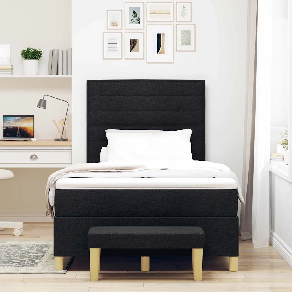 Letto a molle con materasso Nero 120 x 200 cm Tessuto