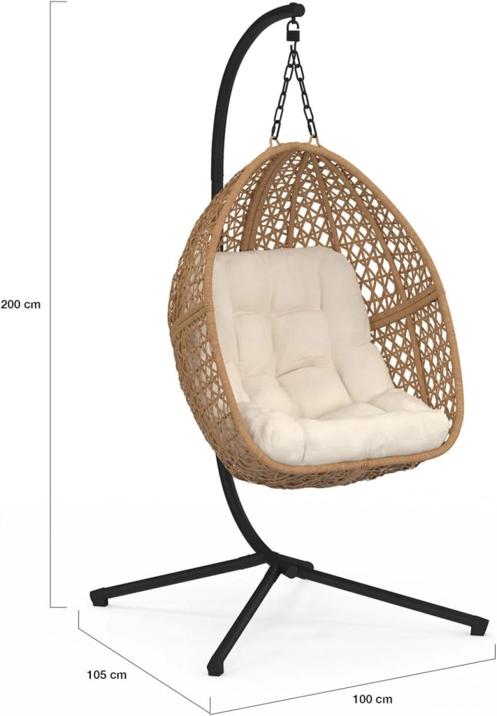 Poltrona Moon Traforata in Rattan con Cuscino Ecrù