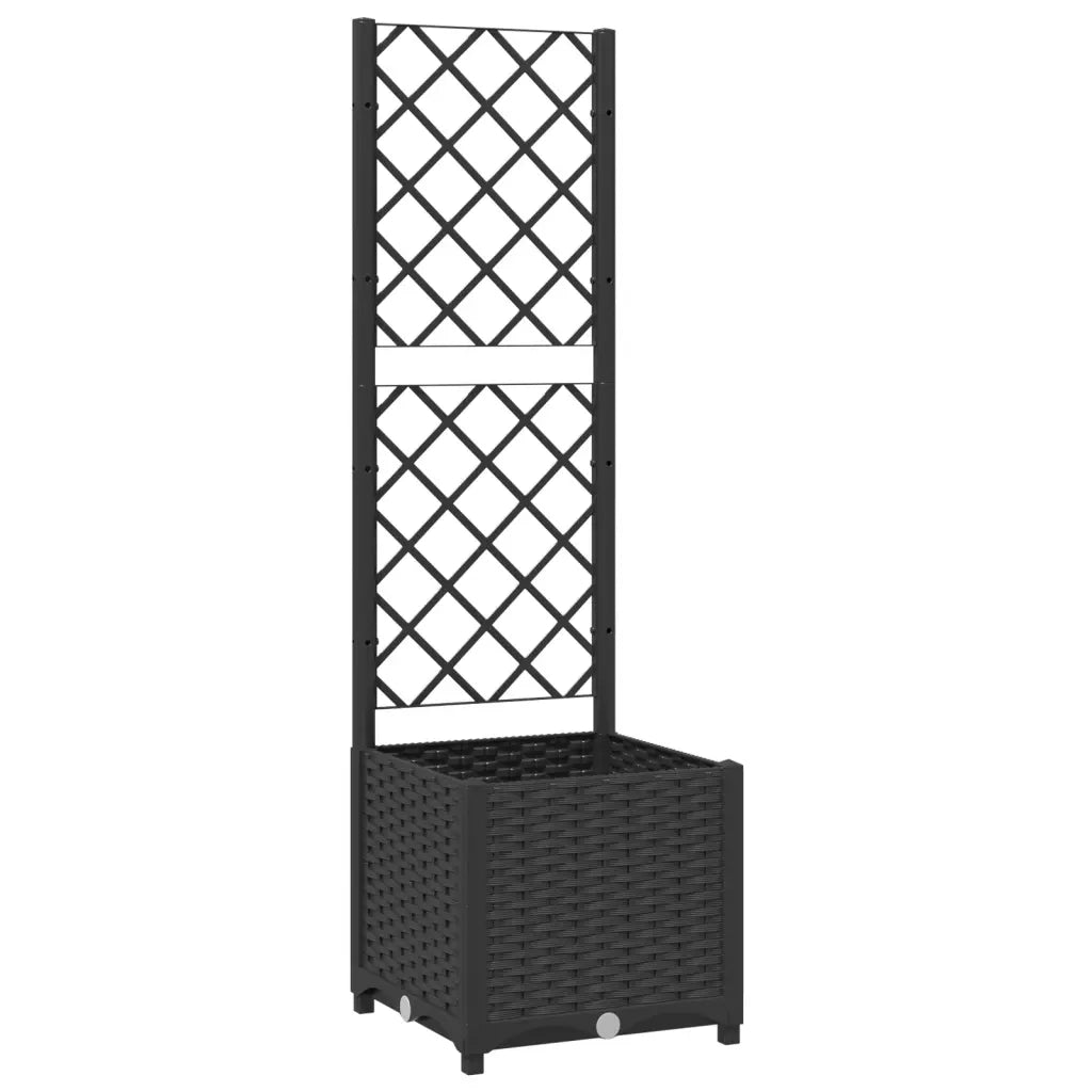 Fioriera da giardino con traliccio nera 40x40x136 cm PP 318269