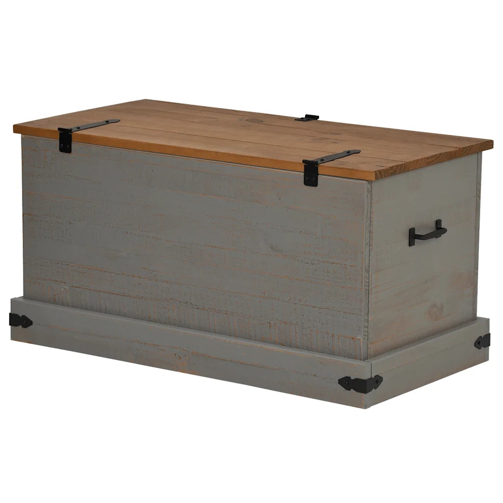 vidaXL Cassapanca HALDEN Grigio 91x48x47 cm in Legno Massello di Pino