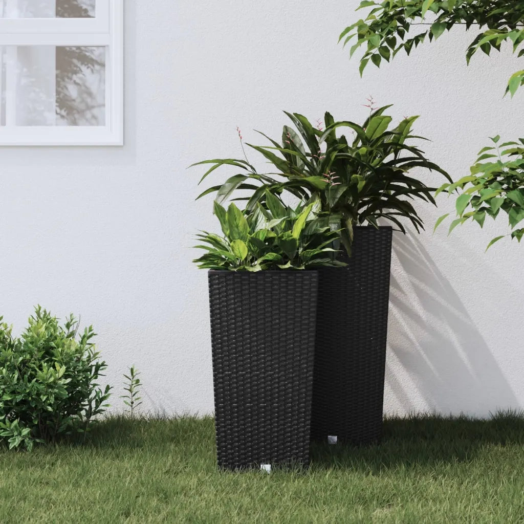 Fioriera | Cassetta per fiori | Vaso con Interno Rimovibile Antracite 11 / 26,5 L PP Rattan