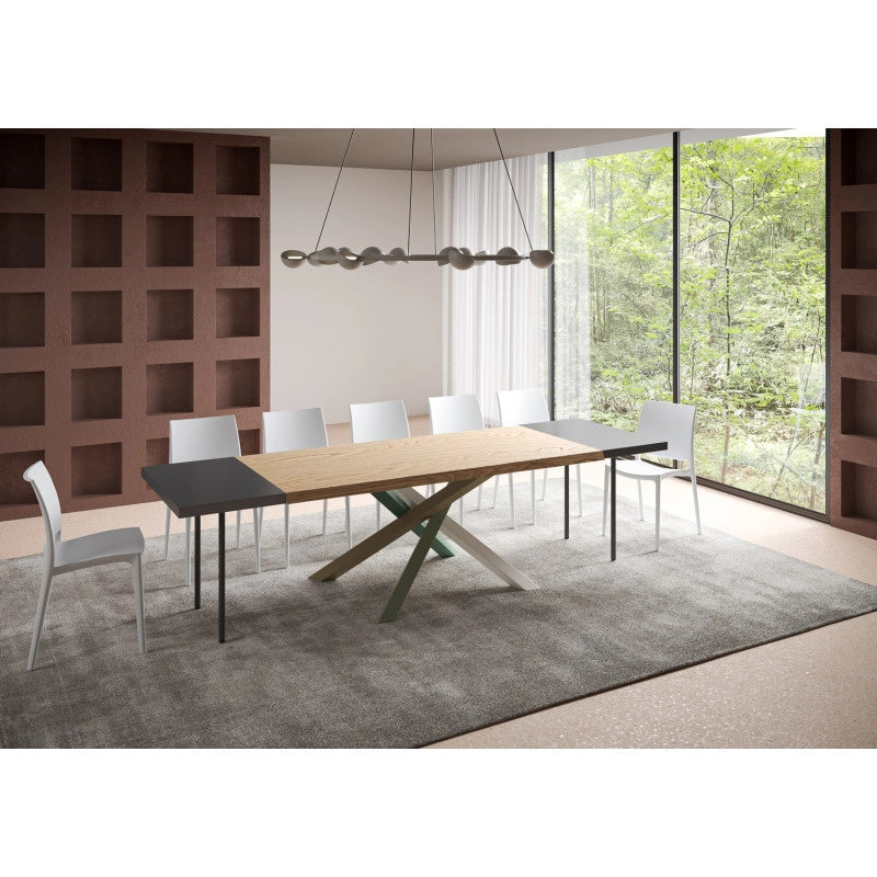 Tavolo allungabile 200/300x90 cm Versalux scortecciato telaio Multicolore 4/A - Rovere