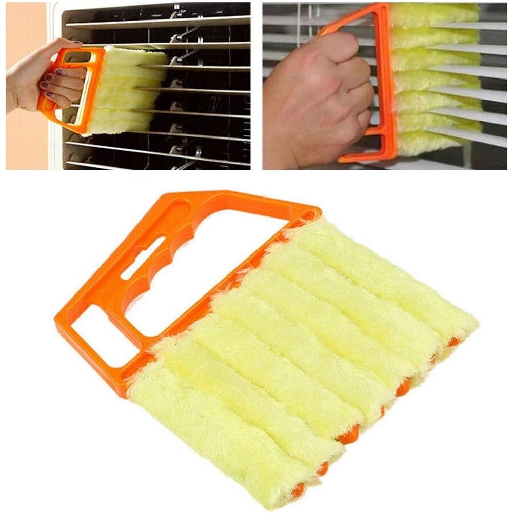 Trade Shop - Spazzola Per Pulizia Persiane 7 Lamelle In Microfibra Lavabile Per Tende Condizionatori -