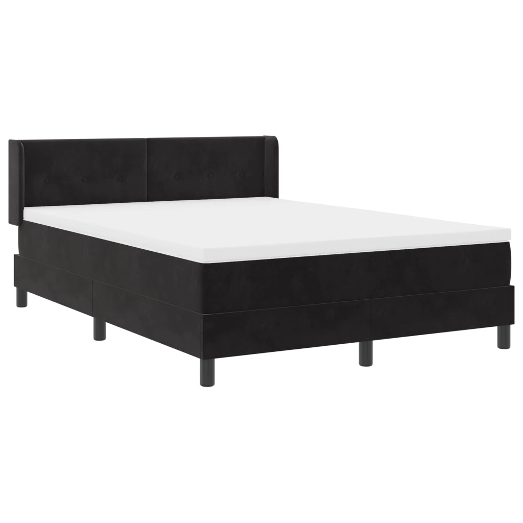 Letto con Rete a Molle e Materasso Nero 140x190 cm Velluto