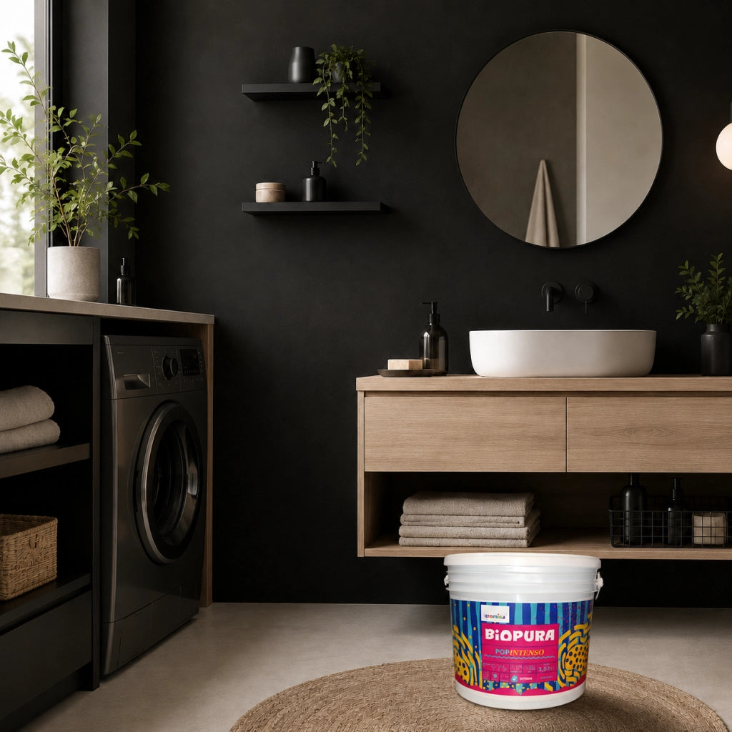 Popintenso palestra e decori interni pittura murale lavabile e coprente cromika *** formato 2.5 lt, colore- nero mezz...