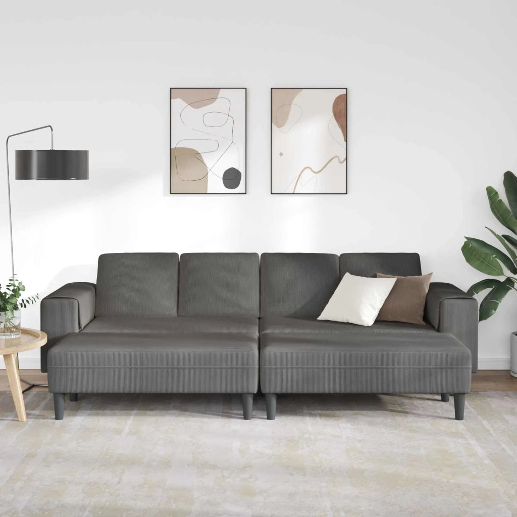 Divano Grigio scuro 250 x 188 x 76 cm Tessuto in Cords 3335132