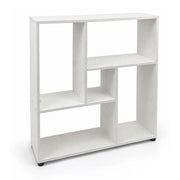 LIBRERIA IN LEGNO BIANCO MODERNA CON CINQUE RIPIANI SFALSATI DIMENSIONI  80X24X82,5 CM