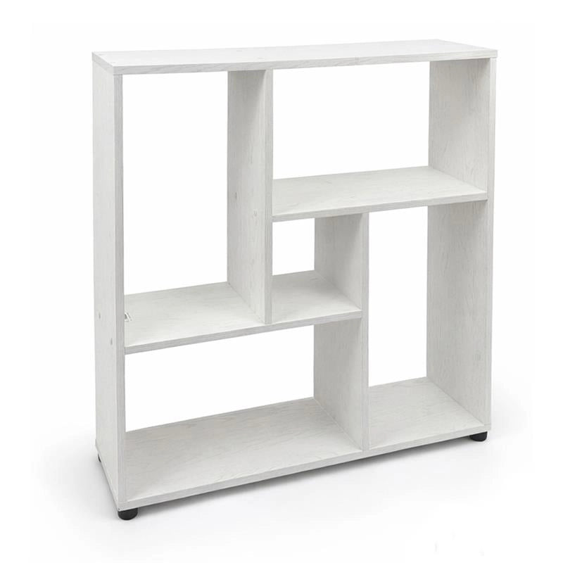 LIBRERIA IN LEGNO BIANCO MODERNA CON CINQUE RIPIANI SFALSATI DIMENSIONI  80X24X82,5 CM