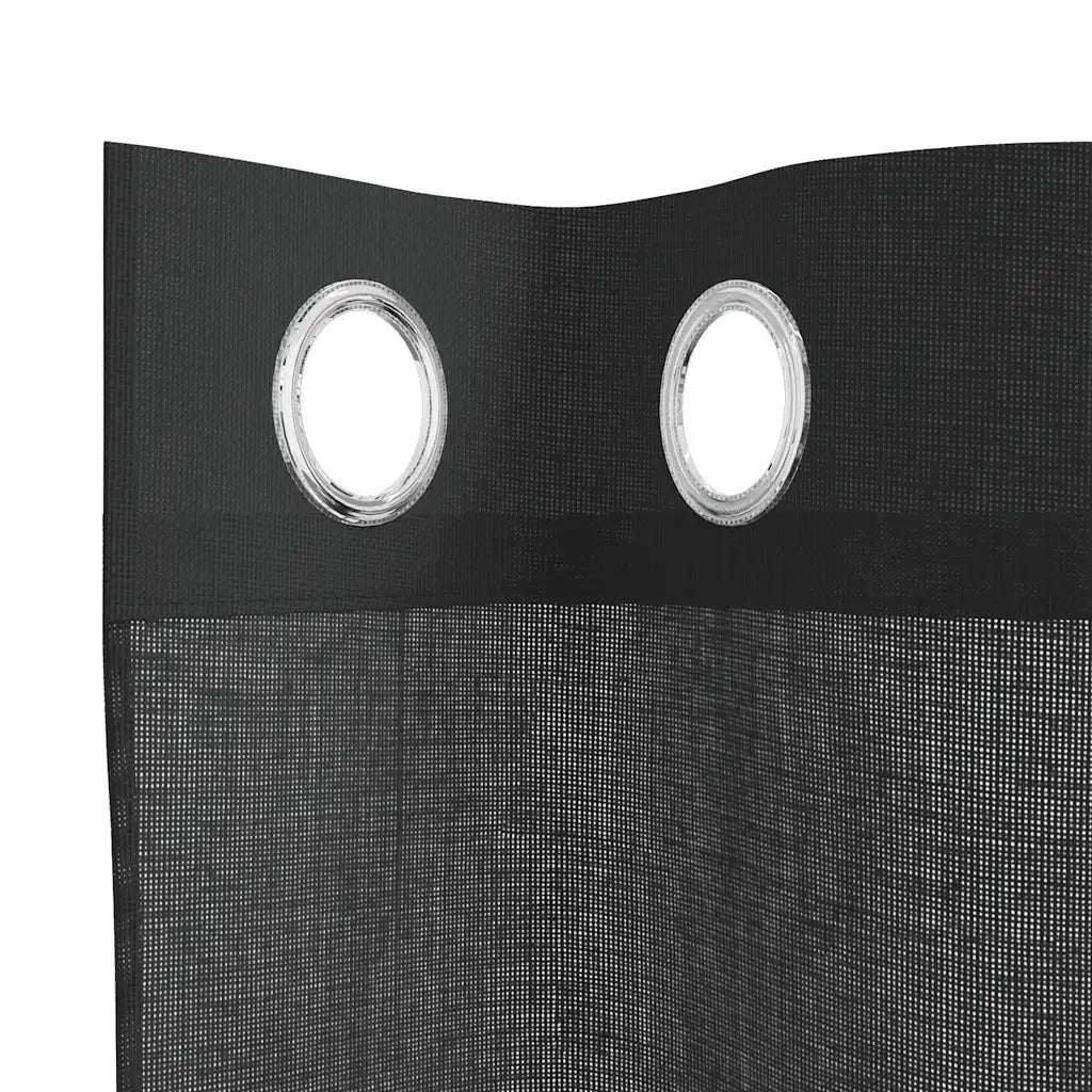 Tende in Voile con Occhielli 2 pz Nero 140x175 cm