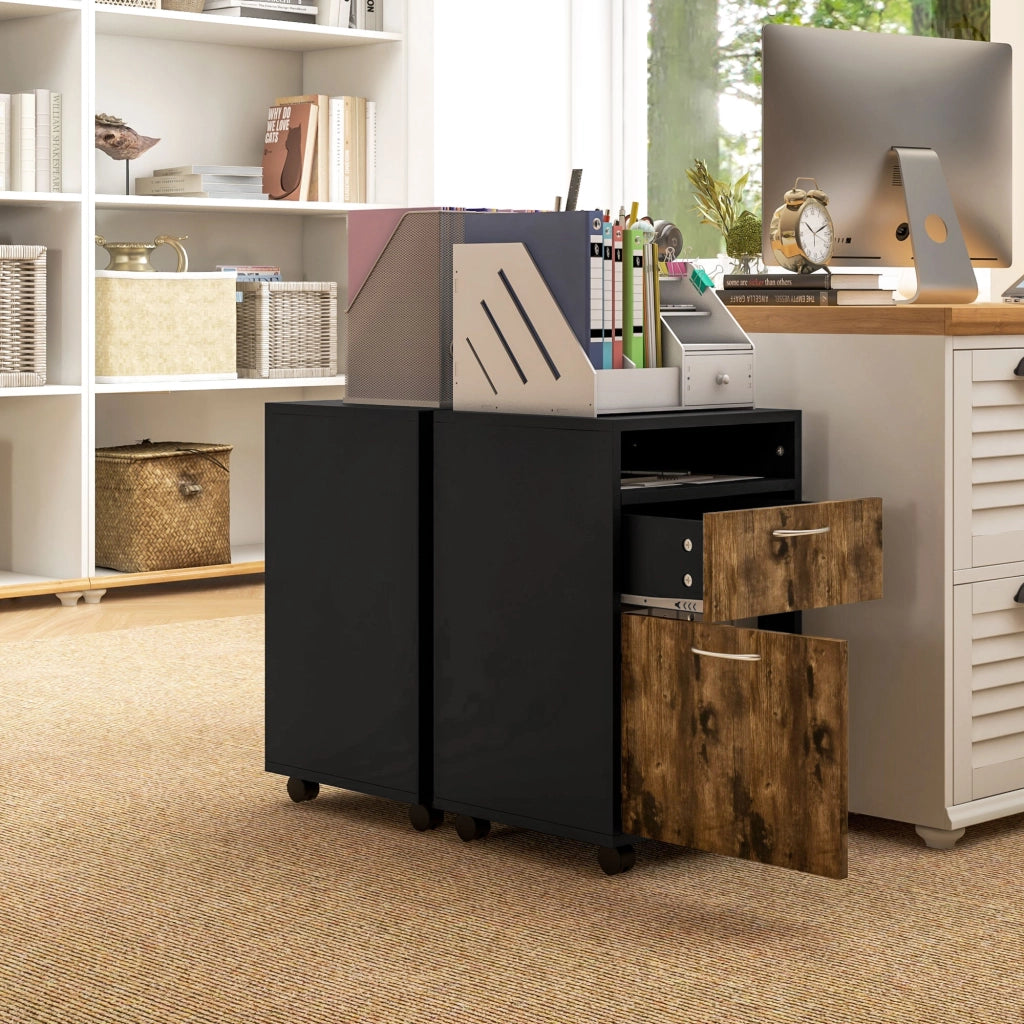 Scrivania con cassetto e ruote ¨C Zephmum ¨C 40x35x60 cm marrone legno