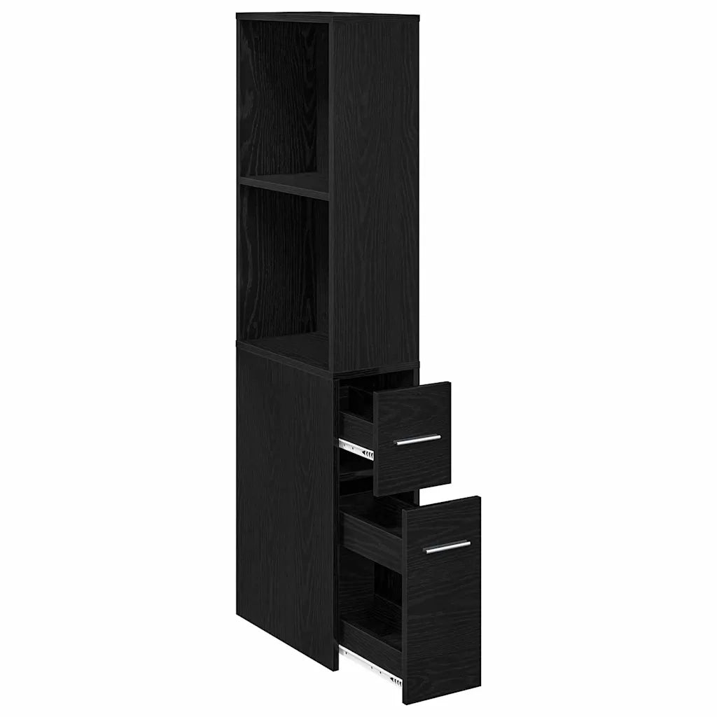vidaXL Armadio da Bagno Stretto Rovere nero 22 x 41 x 135 cm