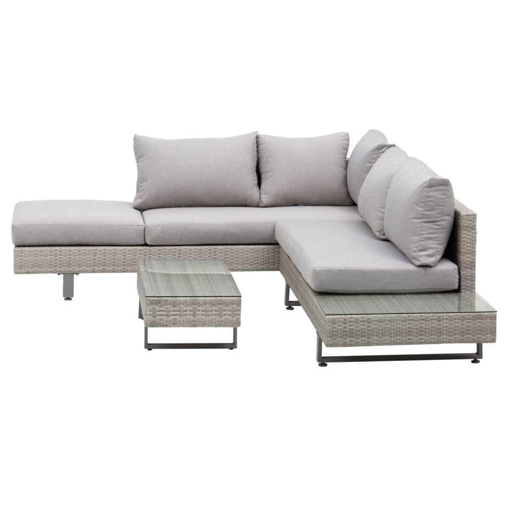 EasyComfort Set Giardino Esterno, Salotto da Giardino, Set Divani da Esterno con Tavolino da Giardino, Mobili da Giardino in Rattan Grigio