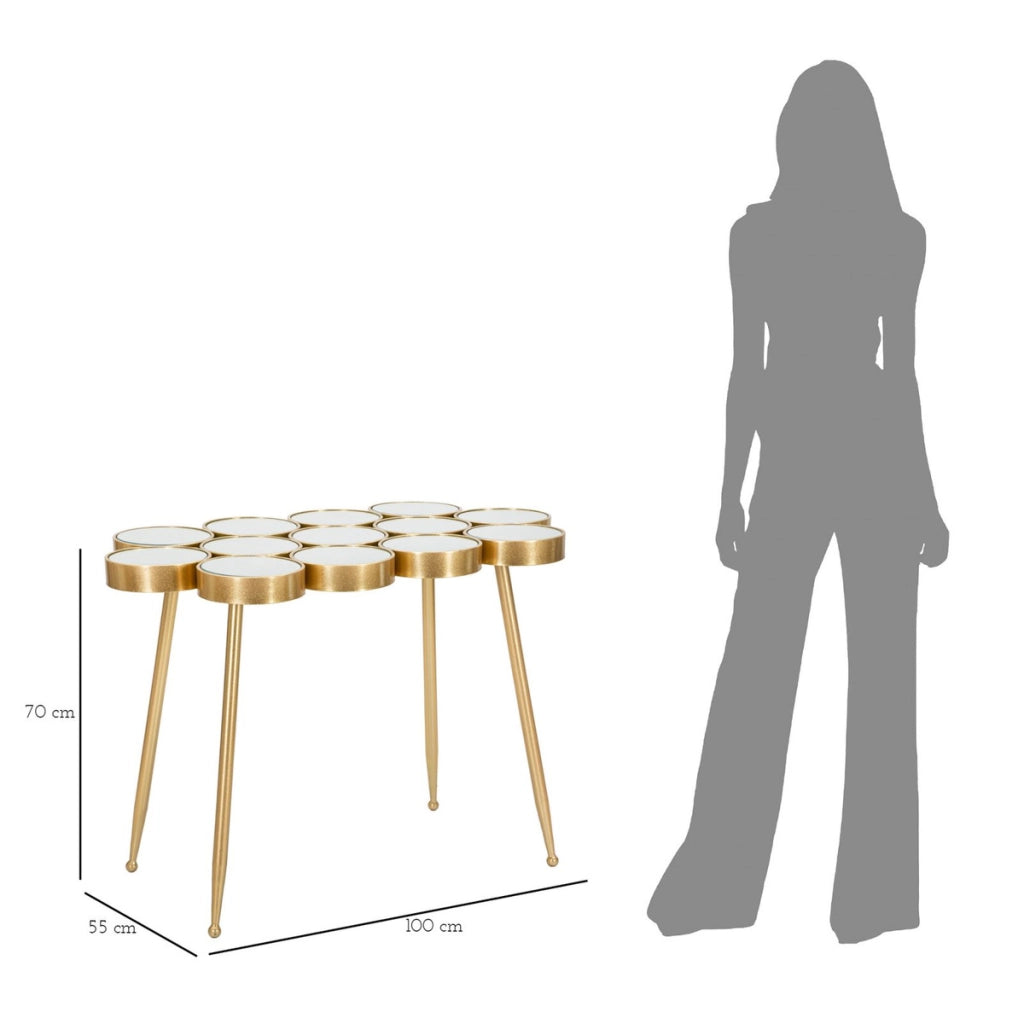 Tavolo Consolle VKH623, Oro, Metallo, 100x55x70 cm