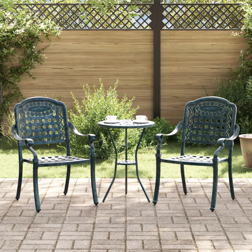 Sedia da giardino  2 pezzi Verde in alluminio pressofuso