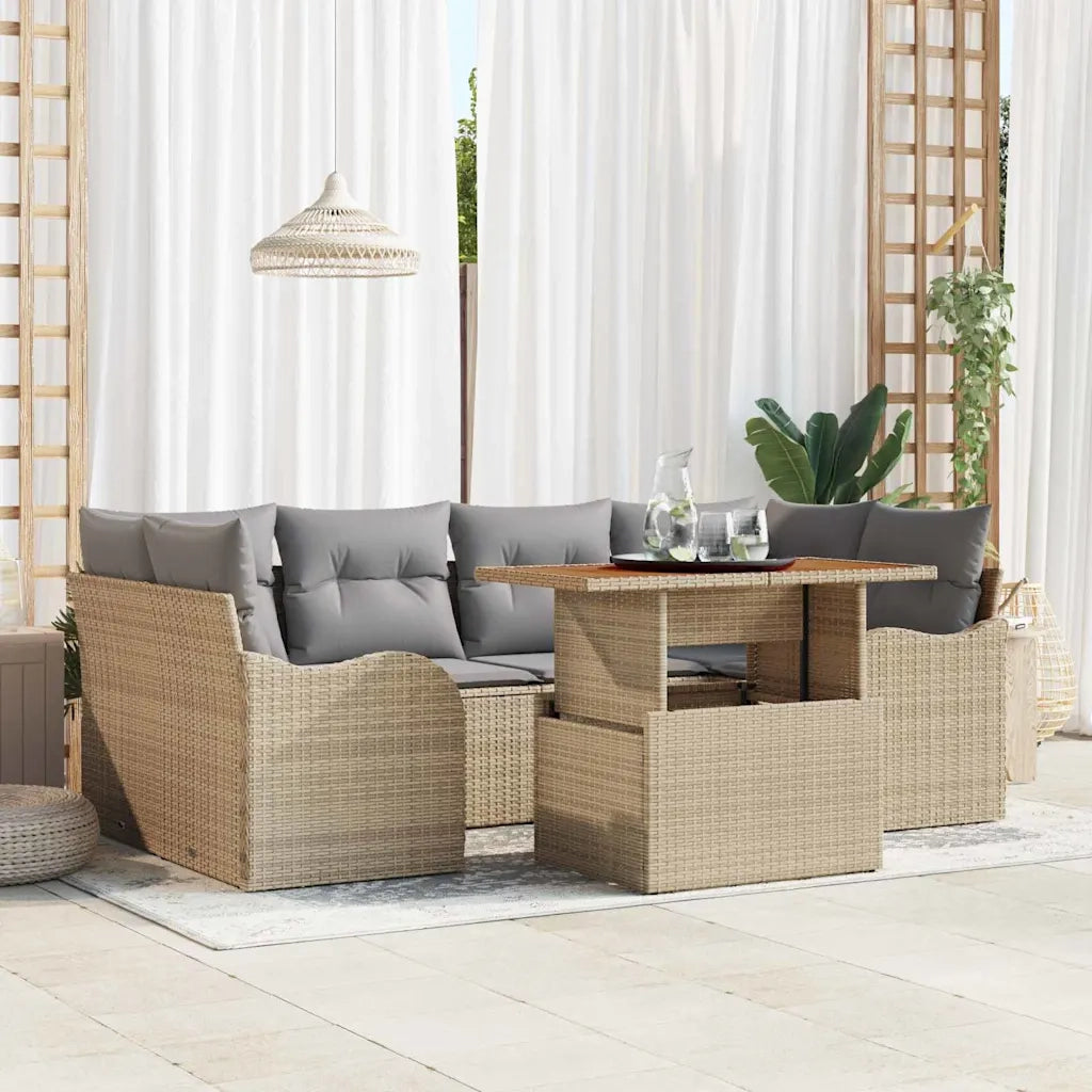 Set Divano da Giardino con cuscino 7 pcs beige e grigio chiaro 3349412