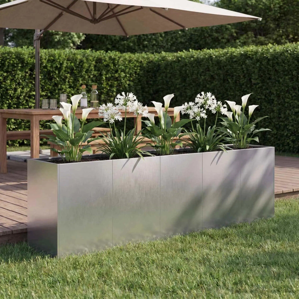 Vaso da giardino Argento 200 x 40 x 60 cm Acciaio Inox 8005901